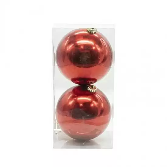 Box 2 palle di Natale lucide colore rosso Ø15cm - AR3/15002A-R | Il patio store
