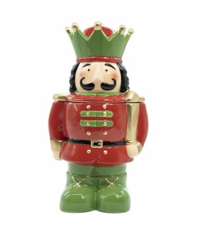 Biscottiera schiaccianoce in ceramica rossa e verde - xnstc0004 - Il patio store