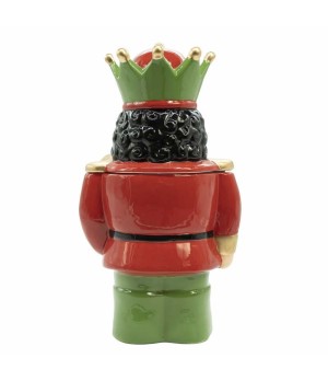 Biscottiera schiaccianoce in ceramica rossa e verde - xnstc0004 - Il patio store