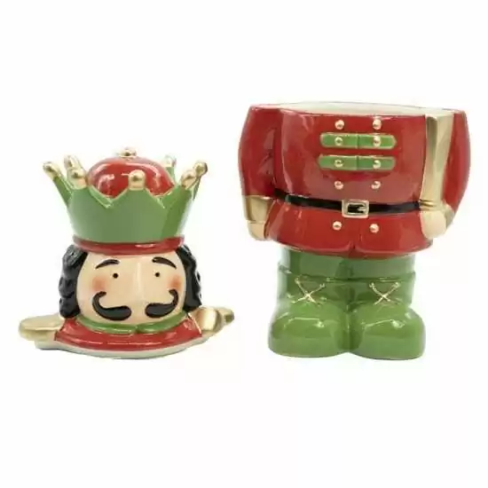 Biscottiera schiaccianoce in ceramica rossa e verde - xnstc0004 - Il patio store