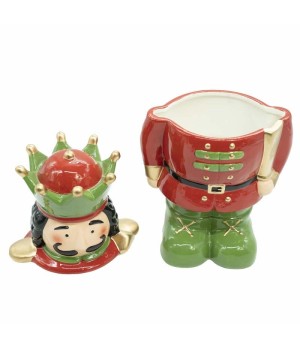 Biscottiera schiaccianoce in ceramica rossa e verde - xnstc0004 - Il patio store