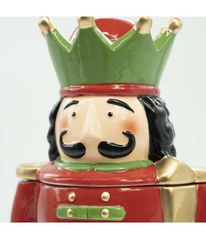 Biscottiera schiaccianoce in ceramica rossa e verde - xnstc0004 - Il patio store