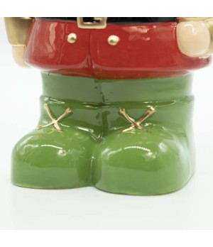 Biscottiera schiaccianoce in ceramica rossa e verde - xnstc0004 - Il patio store
