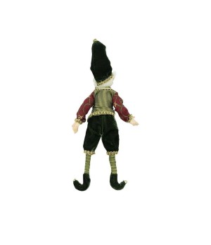 Elfo con abito verde e bordeaux H23cm - ef177623a - Il patio store