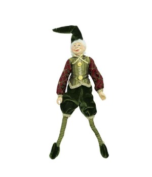 Elfo con abito verde e bordeaux H51cm - ef177623c - Il patio store