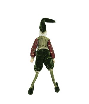 Elfo con abito verde e bordeaux H51cm - ef177623c - Il patio store
