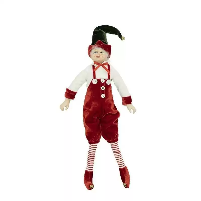 Elfo con abito rosso H43cm - ef6100117 - Il patio store