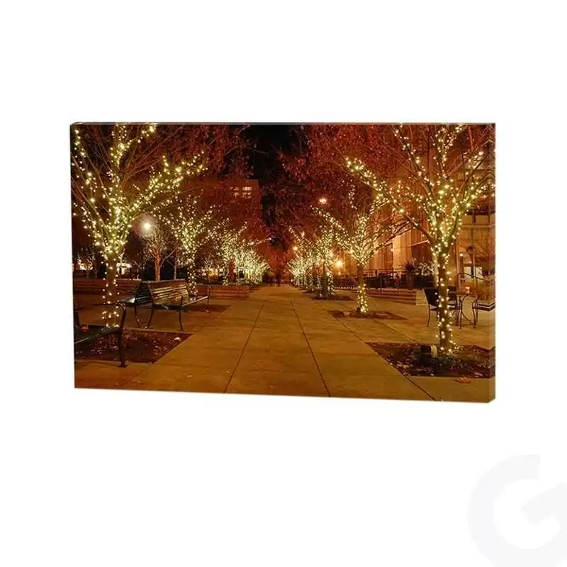 Quadro natalizio luminoso paesaggio serale - Il patio store