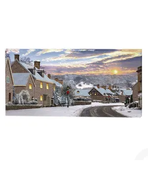Quadro natalizio luminoso paesaggio case innevate - Il patio store