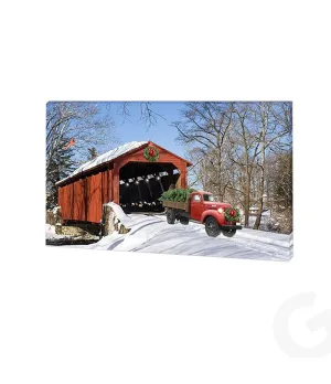 Quadro natalizio luminoso ponte con pickup rosso - Il patio store