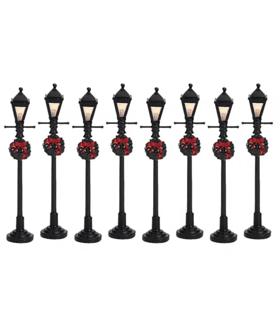 Set 8 lampioni da strada a gas -  Gas Lantern Street Lamp Set of 8 - Lemax 64500 - Il patio store