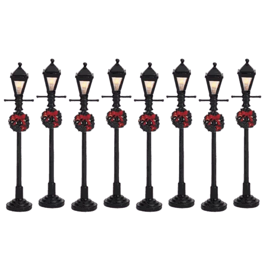 Set 8 lampioni da strada a gas - Gas Lantern Street Lamp Set of 8 - Lemax 64500 - Il patio store