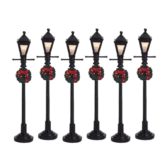 Set 6 lampioni da strada a gas - Gas Lantern Street Lamp Set of 6 - Lemax 64499 - Il patio store