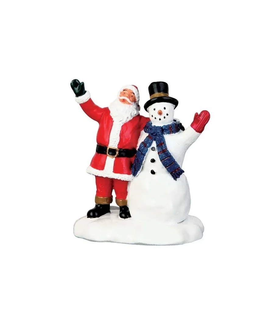 Babbo Natale e Pupazzo di neve abbracciati - Christmas Greetings - Lemax 62437 - Il patio store
