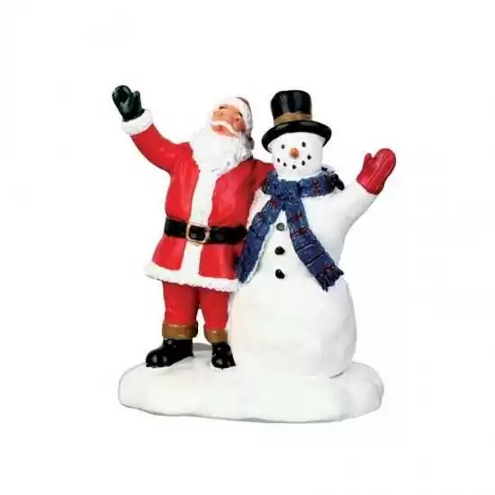 Babbo Natale e Pupazzo di neve abbracciati - Christmas Greetings - Lemax 62437 - Il patio store