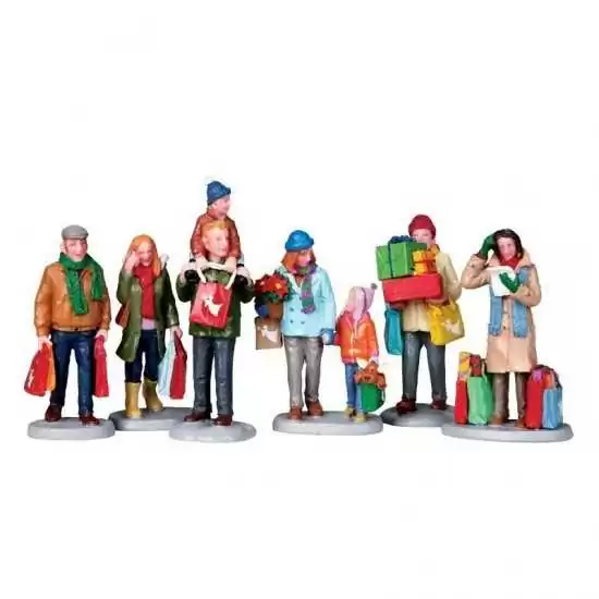 Acquirenti in Festa - Lemax Holiday Shoppers Set of 6 - lemax 92683 - Il patio store