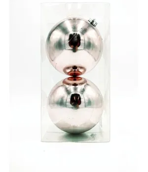 Box 2 palle di Natale lucide colore rosa Ø15cm - AR3/15002A-P | Il patio store