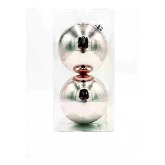 Box 2 palle di Natale lucide colore rosa Ø15cm - AR3/15002A-P | Il patio store