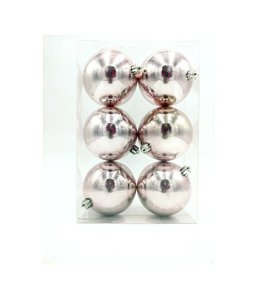 Box 6 palle di Natale lucide colore rosa Ø10cm - AR3/10006A-P | Il patio store