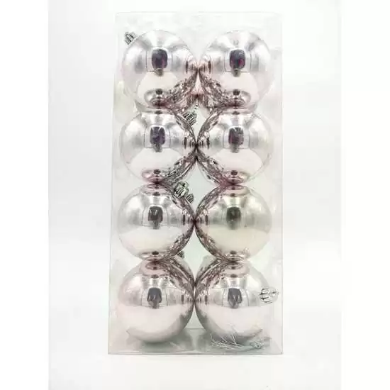 Box 16 palle di Natale lucide colore rosa Ø8cm - AR3/8016A-P | Il patio store