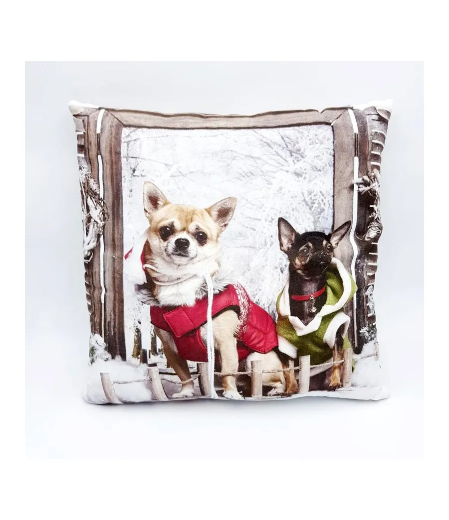 Cuscino natalizio con cagnolini 45x45cm - 81010701 - Il patio store