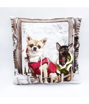 Cuscino natalizio con cagnolini 45x45cm - 81010701 - Il patio store