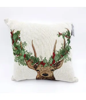 Cuscino natalizio ricamato con renna 45x45cm - 462/545/13 - Il patio store