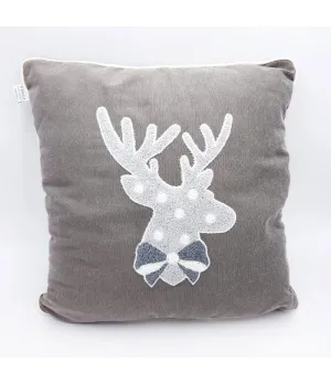 Cuscino natalizio grigio con renna 50x50cm - P2678 - Il patio store