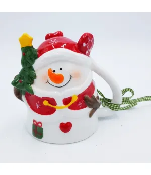 Tazza bianca e rossa Pupazzo di neve capovolta - 608A - il patio store