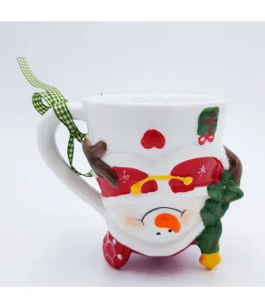 Tazza bianca e rossa Pupazzo di neve capovolta - 608A - il patio store