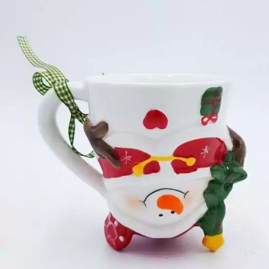 Tazza bianca e rossa Pupazzo di neve capovolta - 608A - il patio store