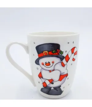 Tazza bianca con pupazzo di neve - ksd 607783a - il patio store