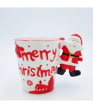Tazza bianca e rossa manico a forma di babbo natale - ksd 609626 - il patio store