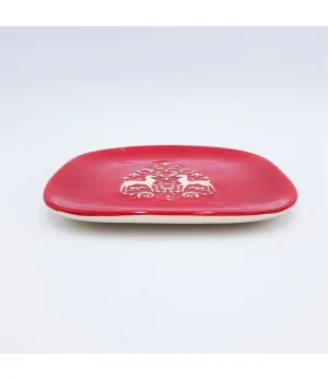 Piatto piano quadrato in ceramica colore rosso e bianco - NNX148292-1 - il patio store