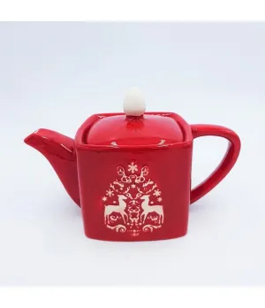 Teiera in ceramica colore rosso e bianco - NNX148293 - il patio store