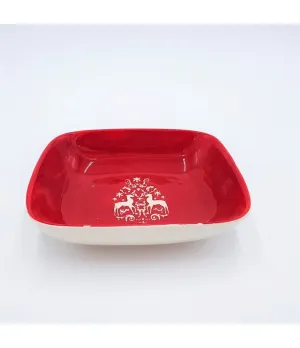 Piatto fondo rettangolare in ceramica colore rosso e bianco - NNX148305 - il patio store