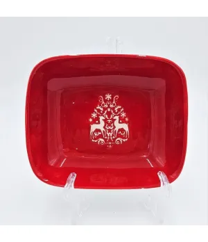 Piatto fondo rettangolare in ceramica colore rosso e bianco - NNX148305 - il patio store