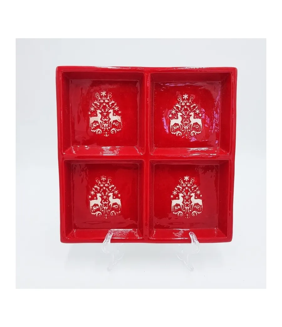 Antipastiera in ceramica colore rosso e bianco - NNX148316 - il patio store