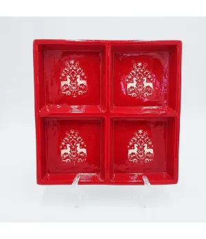 Antipastiera in ceramica colore rosso e bianco - NNX148316 - il patio store