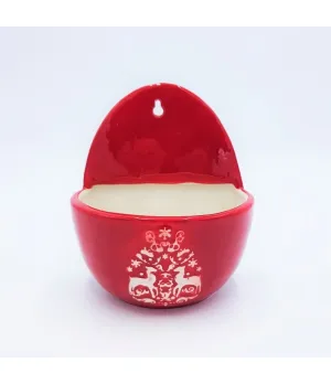 Acquasantiera in ceramica colore rosso e bianco - NNX148317 - il patio store