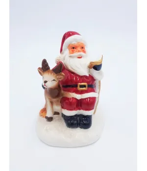 Babbo Natale in ceramica con libro e renna - ksd 630455 - il patio store