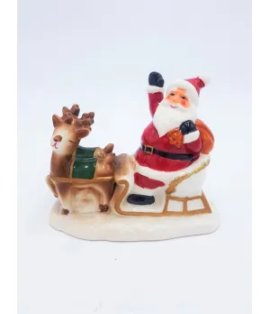 Babbo Natale in ceramica con slitta e renna - ksd 630454 - il patio store