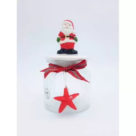 Barattolo tappo in ceramica con pupazzo di neve/Babbo Natale - ksd 609629 - il patio store