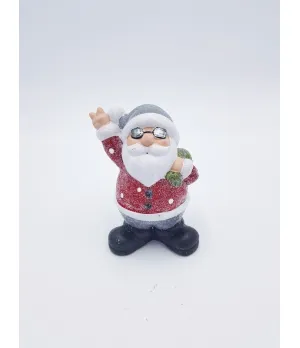 Babbo Natale in terracotta con occhiali H15 cm- ksd 630059 - Il patio store -