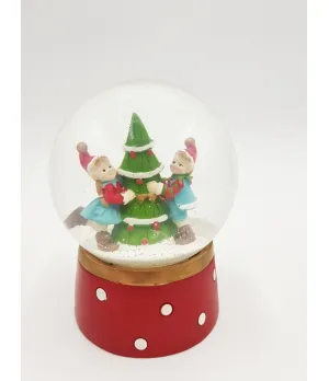 Sfera neve vetro con elfi ed albero di Natale Ø10 cm - ksd 530256a - Il patio store