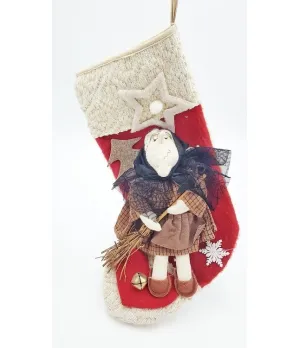 Calza Befana bianca e rossa - giannab -Il Patio store
