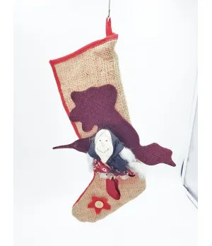 Calza befana in juta con bordo rosso - sharonb35 - Il patio store