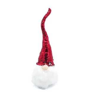 Gnomo barba bianca con cappello lungo rosso - 85535 - Il patio store