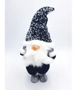 Gnomo in piedi con cappello paillettes colore nero H55cm - 91484b - Il patio store