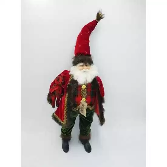 Babbo Natale vestito rosso con tema scozzese H45 cm - SA17-6251A - Il patio store